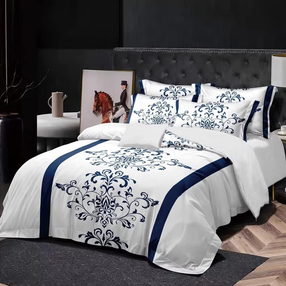 Shatex 7 Piece Bed-in-A-Bag Comforter Bedding Set-All Season Bedding Comforter Set, Ultra Soft Polyester Elegant Stripe Bedding Comforters