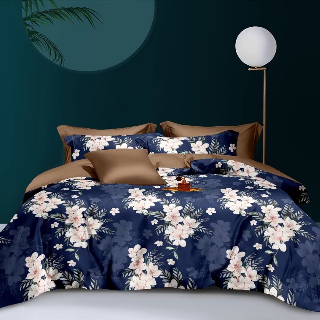 Shatex Bed in A Bag Comforter Bedding Set- 7 Piece All Season Bedding Comforter Set, Ultra Soft Polyester Elegant Floral Bedding Comforters