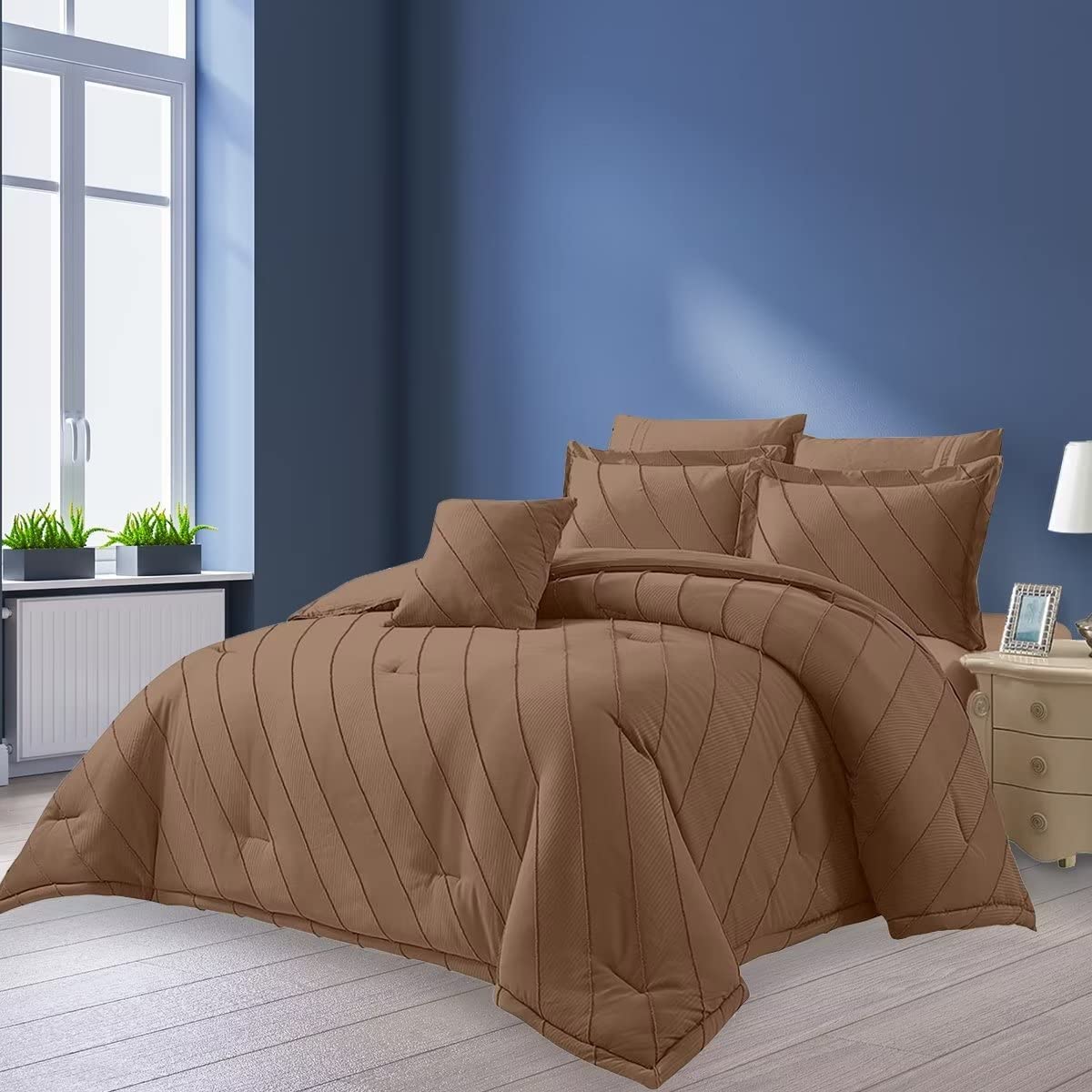 Wellco Comforter Bedding Set- All Season Bedding Comforter Set, Ultra Soft Polyester Waves Bedding Comforters…