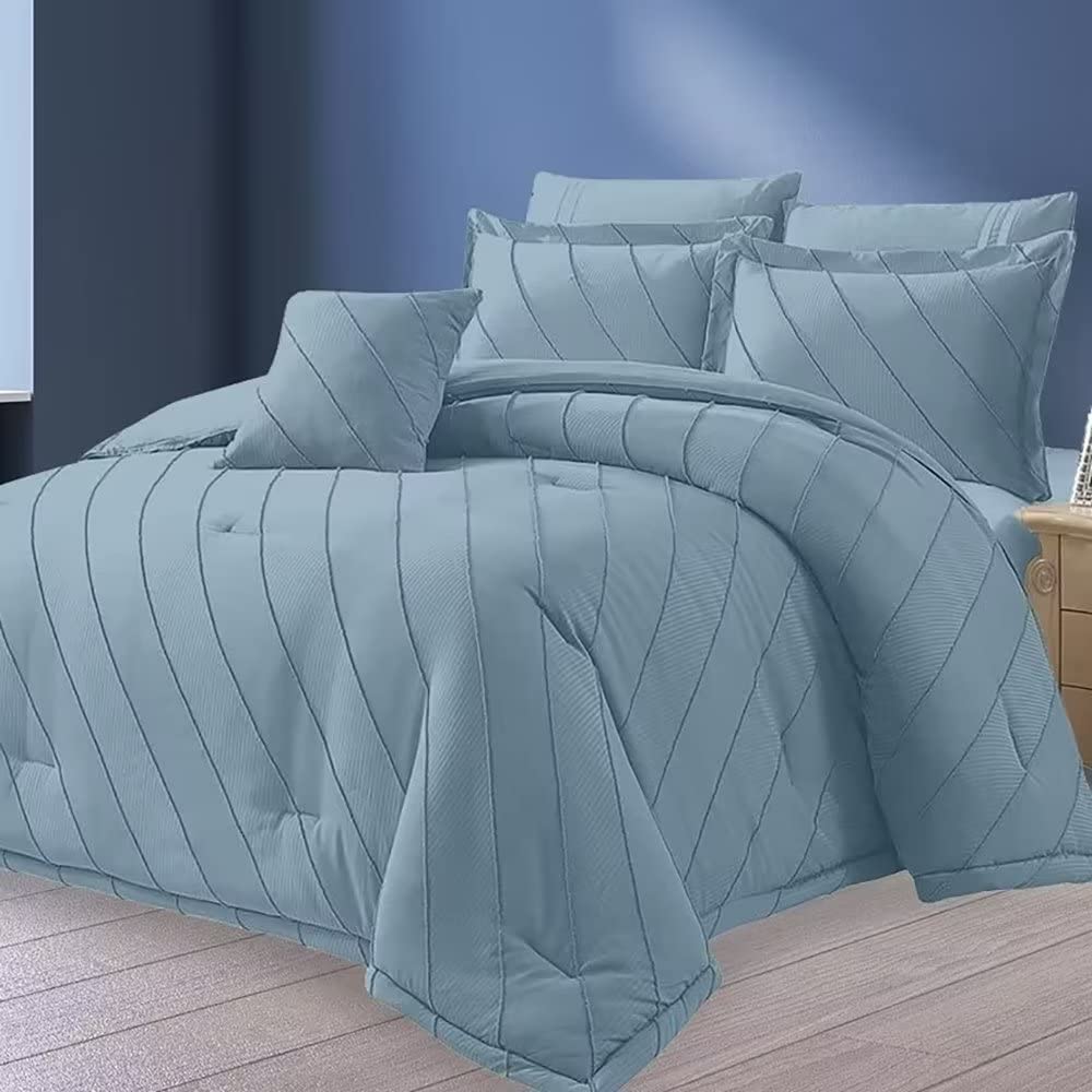Wellco Comforter Bedding Set- All Season Bedding Comforter Set, Ultra Soft Polyester Waves Bedding Comforters…