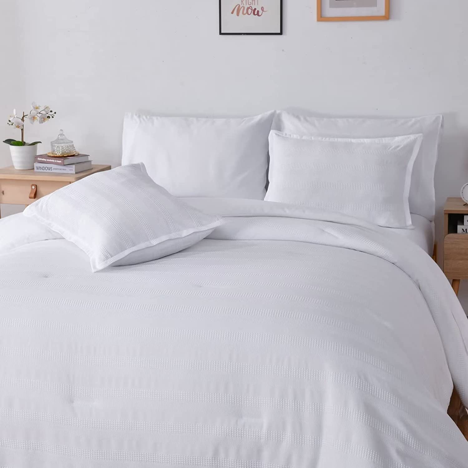 Shatex Comforter Bedding Set- All Season Bedding Comforter Set, Ultra Soft Polyester Bedding Comforters-Waffle…