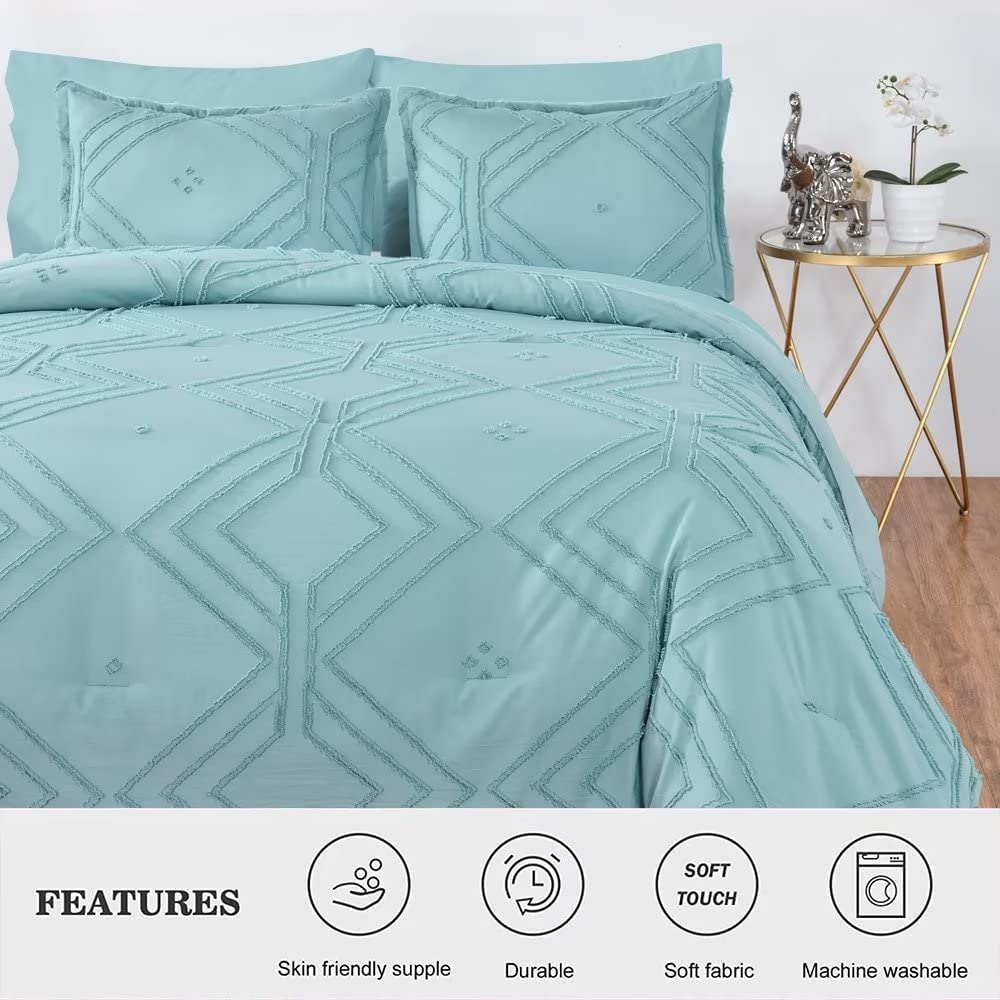 Shatex Tufted Comforter Twin XL Bedding Set- 2 Piece All Season Bedding Comforter Set, Ultra Soft Polyester Bedding Comforters- Rhombus Pattern