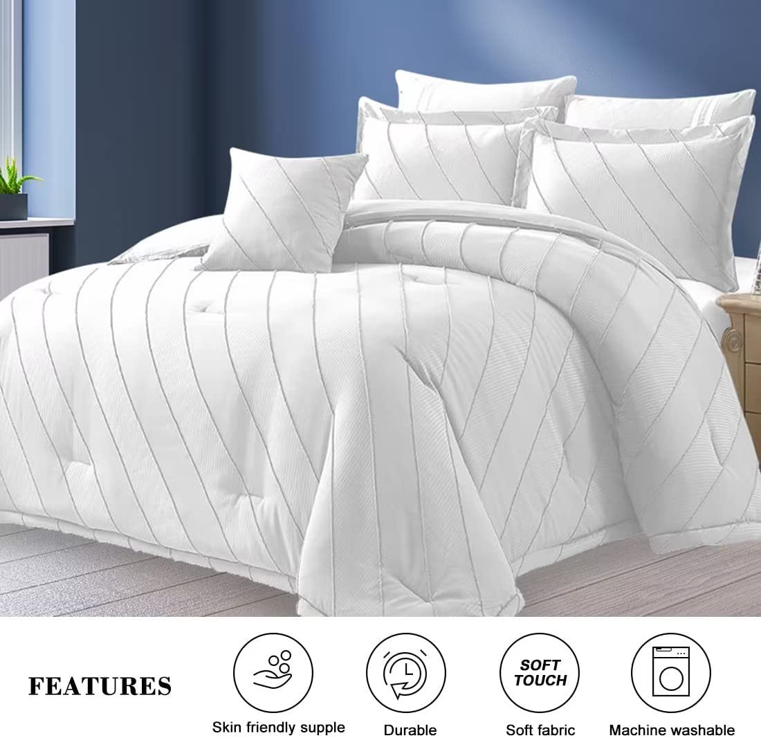 Wellco Comforter Bedding Set- All Season Bedding Comforter Set, Ultra Soft Polyester Waves Bedding Comforters…