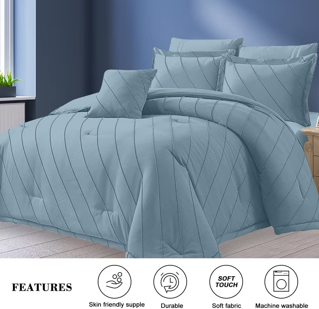 Wellco Comforter Bedding Set- All Season Bedding Comforter Set, Ultra Soft Polyester Waves Bedding Comforters…
