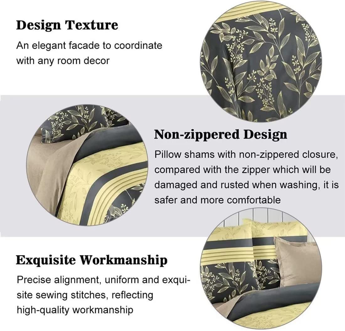 Shatex 2 Piece Twin XL Comforter Bedding Set- All Season Bedding Comforter Set, Ultra Soft Polyester Gold Leaves Bedding Comforters