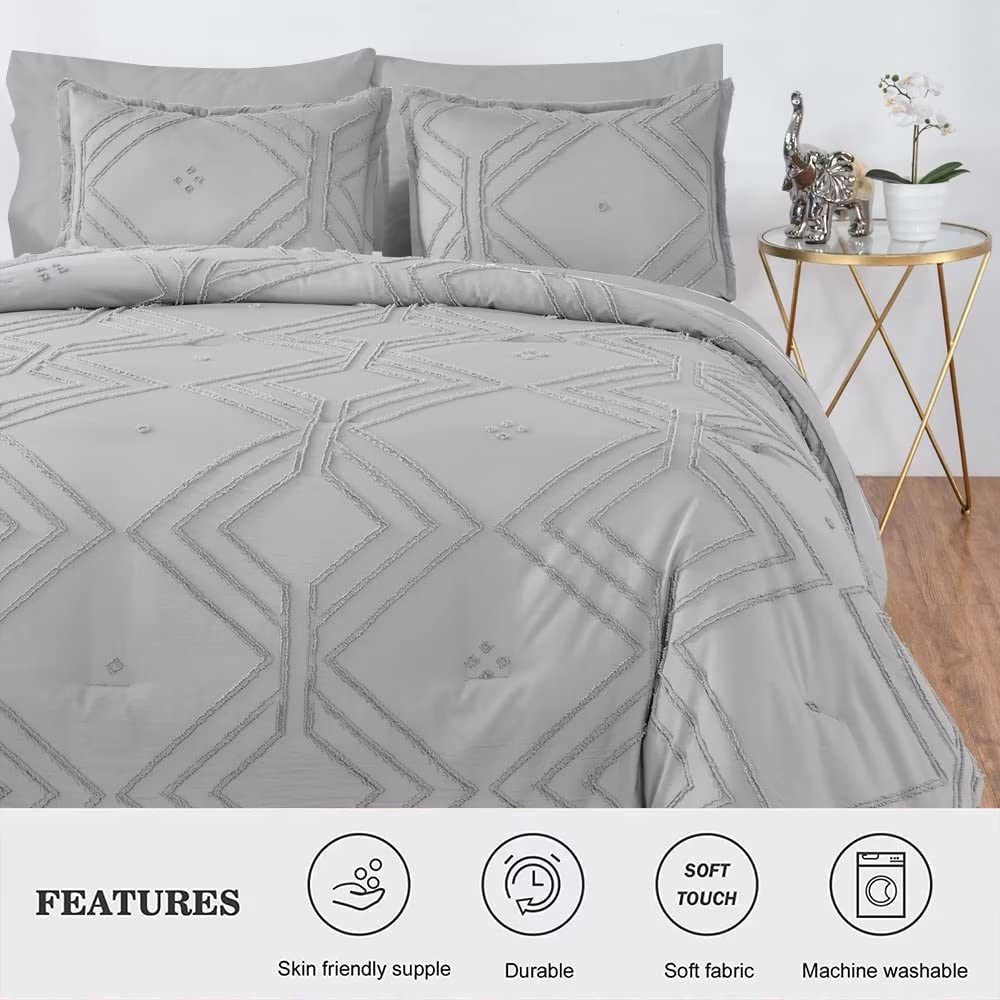 Shatex Tufted Comforter Twin XL Bedding Set- 2 Piece All Season Bedding Comforter Set, Ultra Soft Polyester Bedding Comforters- Rhombus Pattern