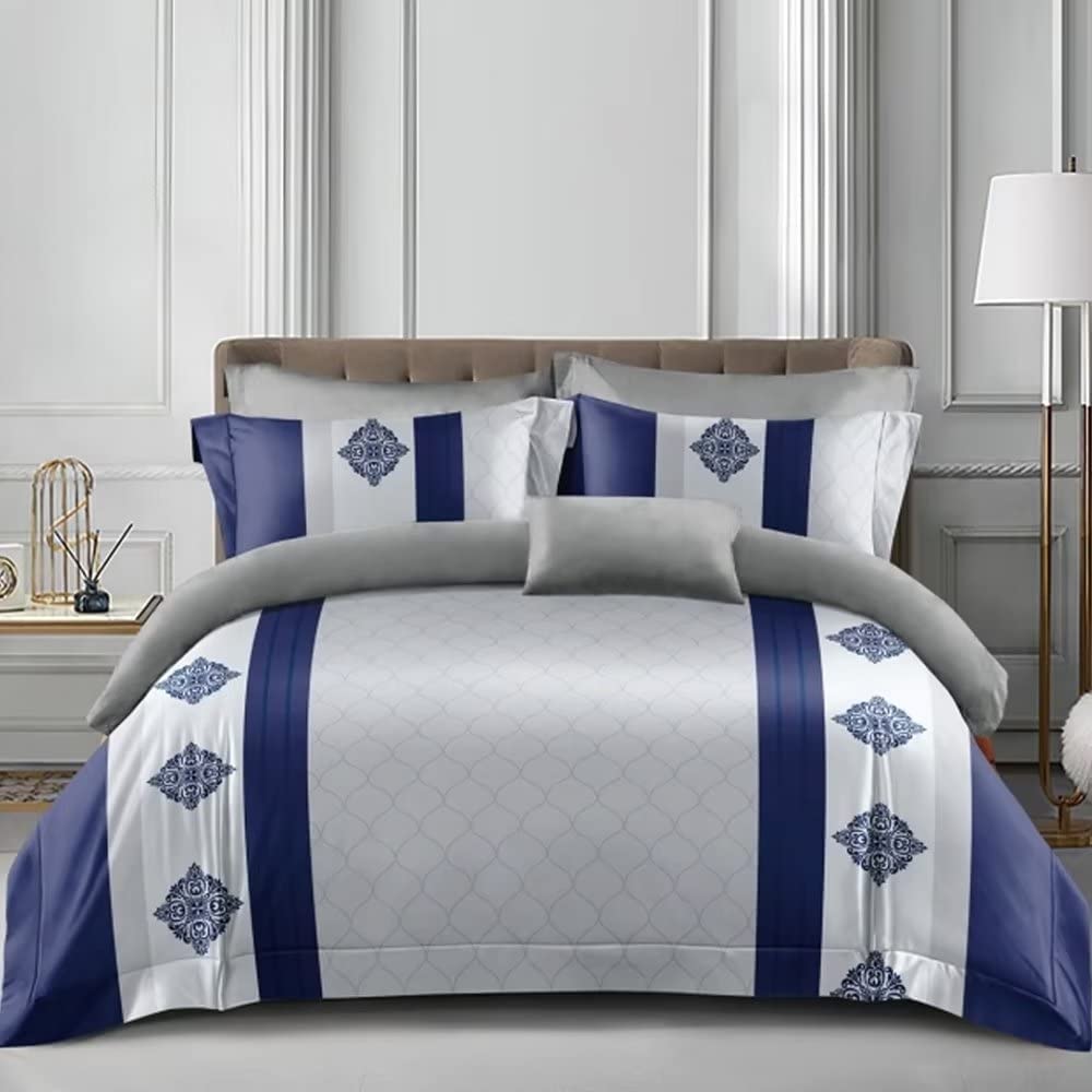 Shatex 3 Piece Comforter Bedding Set-All Season Bedding Comforter Set, Ultra Soft Polyester Elegant Stripe Pattern Bedding Comforters