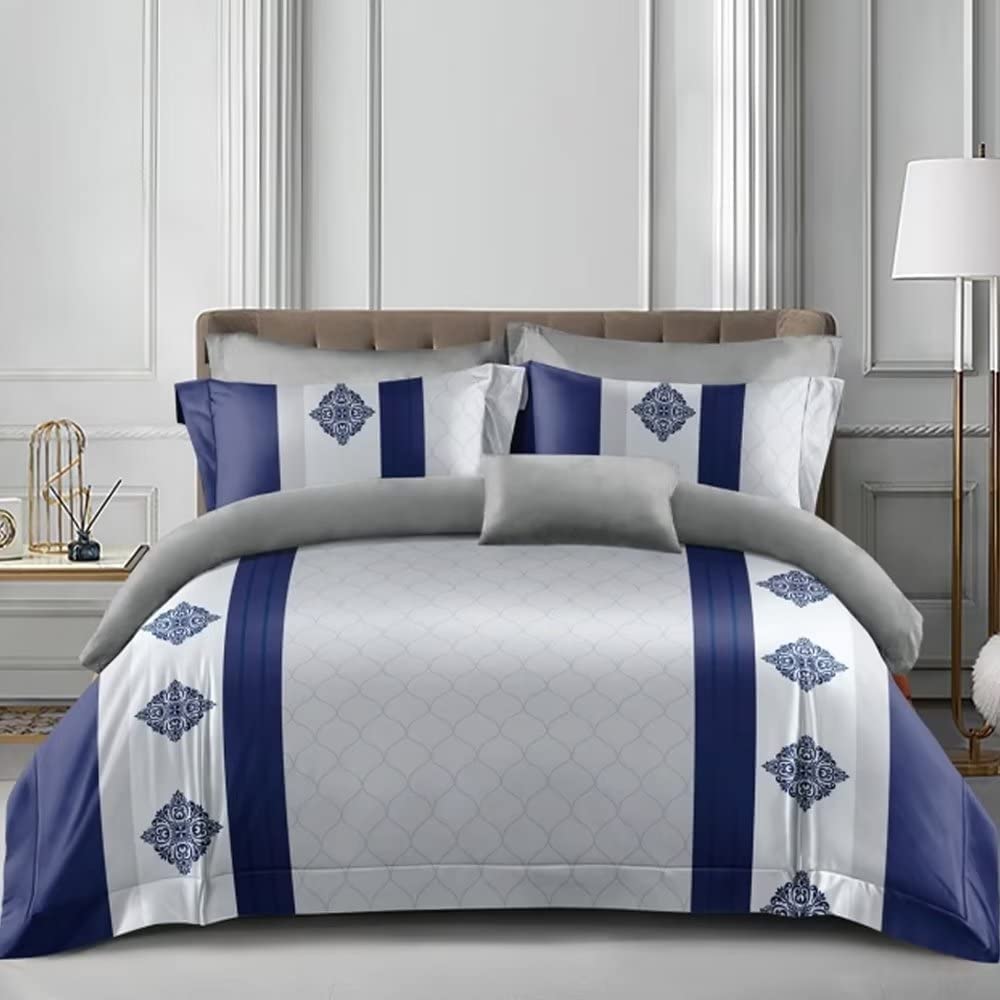 Shatex 7 Piece Bed-in-A-Bag Comforter Bedding Set-All Season Bedding Comforter Set, Ultra Soft Polyester Elegant Stripe Bedding Comforters