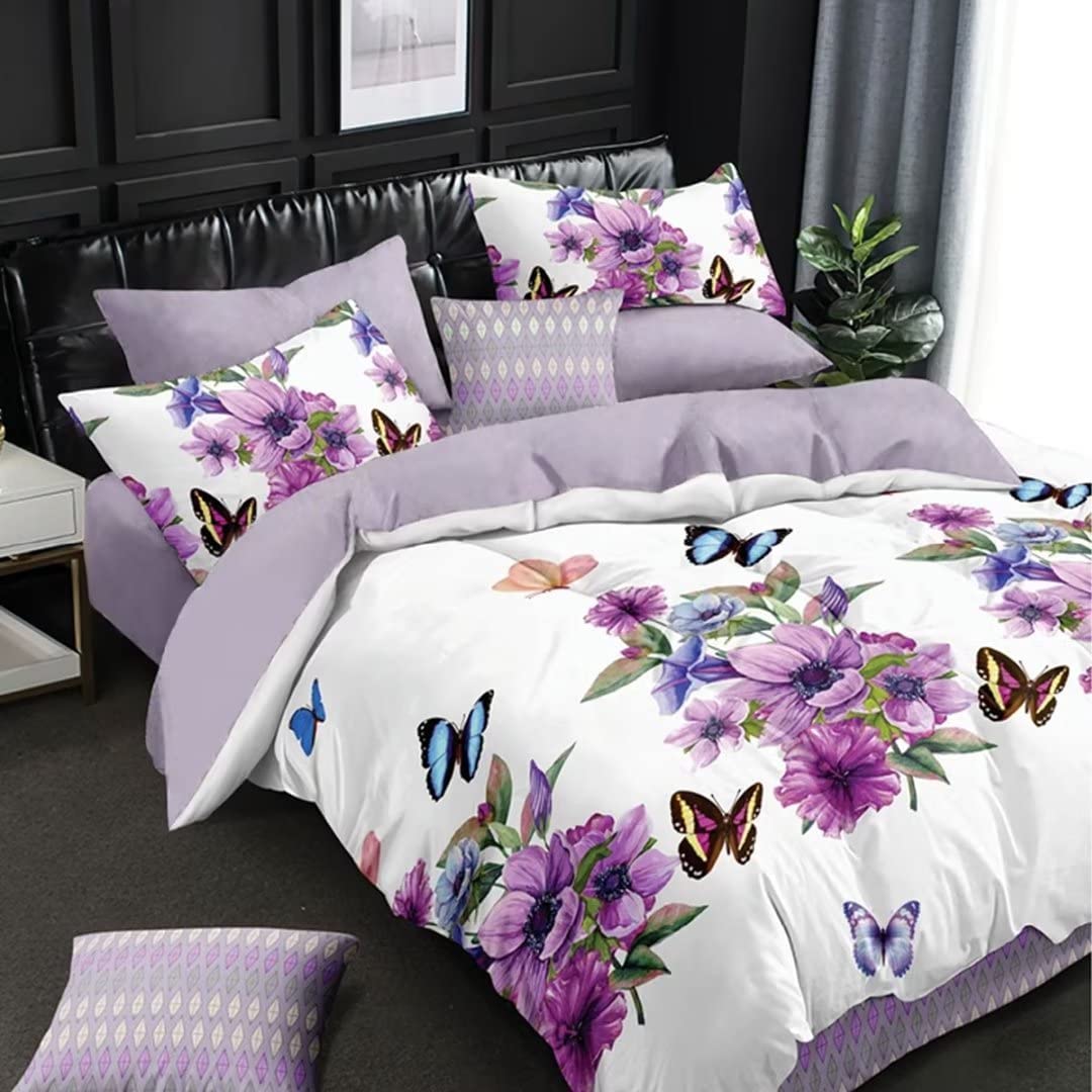 Shatex Bed in A Bag Comforter Bedding Set- 7 Piece All Season Bedding Comforter Set, Ultra Soft Polyester Elegant Floral Bedding Comforters