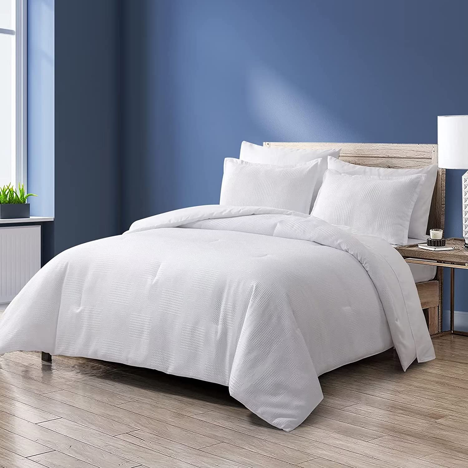 Shatex Comforter Bedding Set- All Season Bedding Comforter Set, Ultra Soft Polyester Bedding Comforters-Waffle…