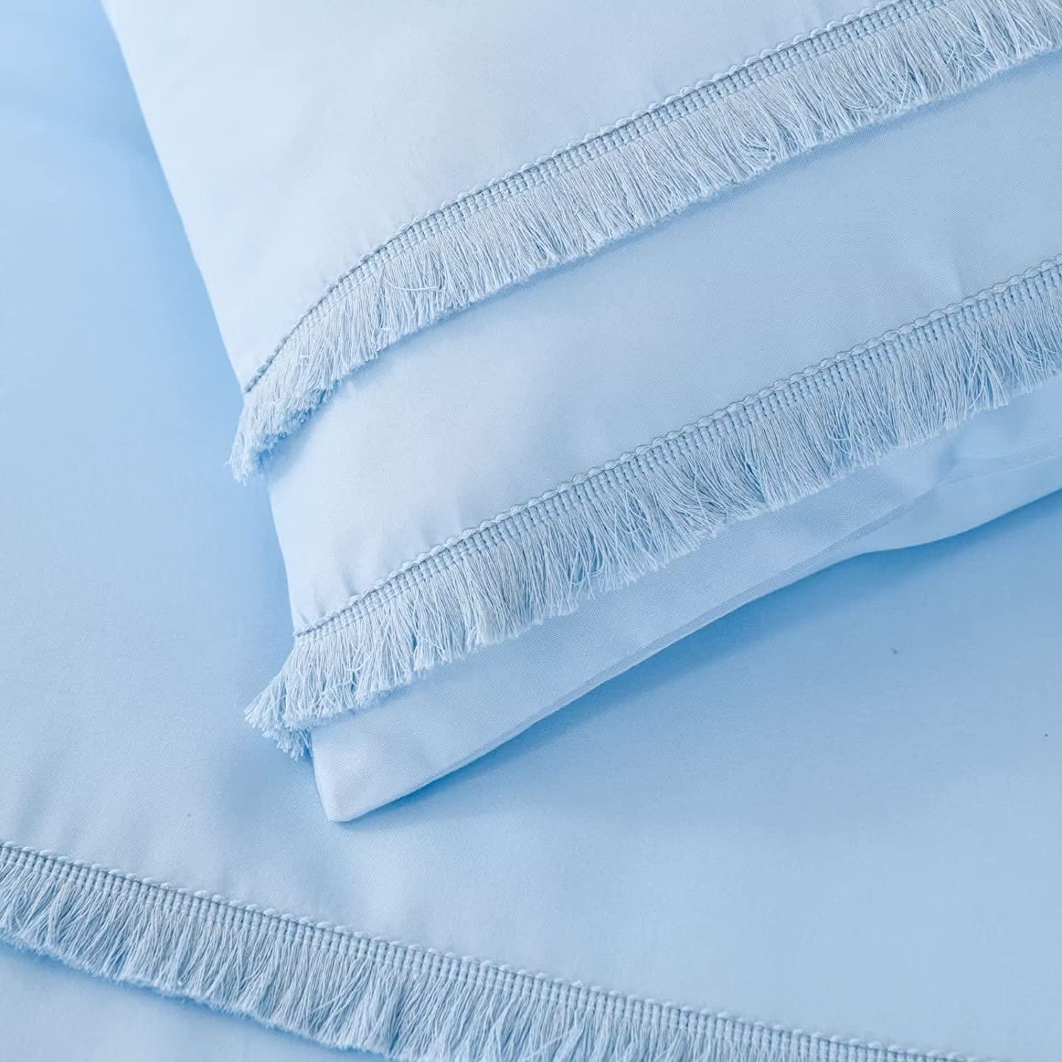 Shatex 2 Piece Twin Comforter Bedding Set- All Season Bedding Comforter Set, Ultra Soft Polyester Bedding Comforters-Three Tassels, Blue