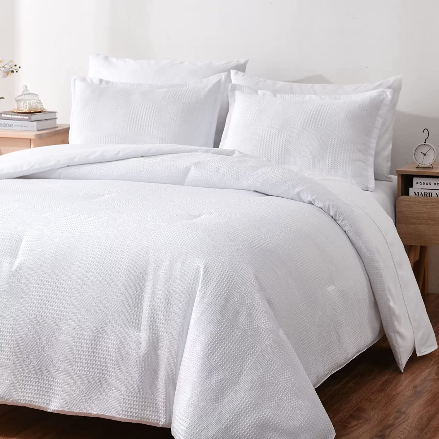 Shatex Comforter Bedding Set- All Season Bedding Comforter Set, Ultra Soft Polyester Bedding Comforters-Waffle…
