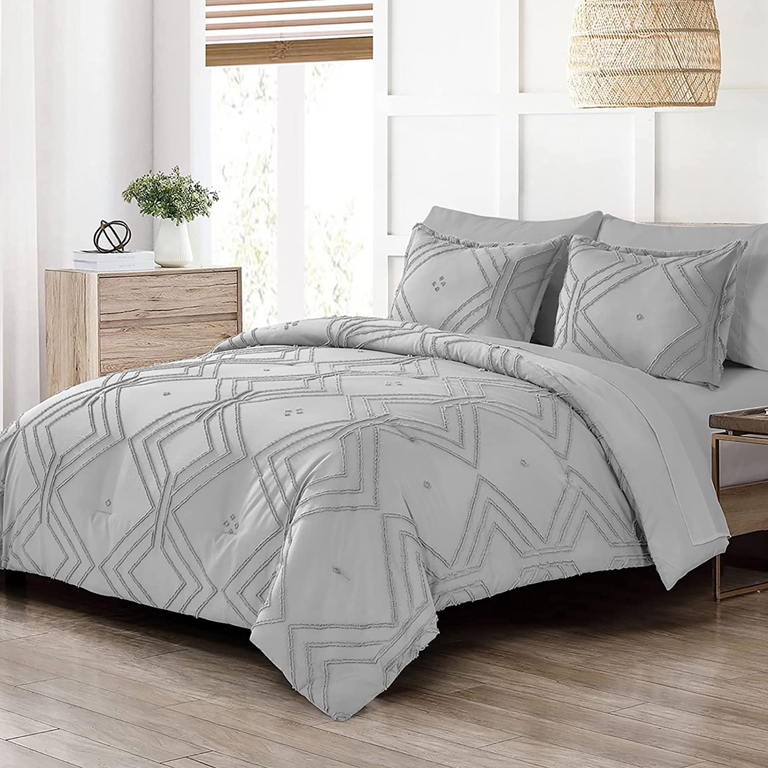 Shatex Tufted Comforter Twin XL Bedding Set- 2 Piece All Season Bedding Comforter Set, Ultra Soft Polyester Bedding Comforters- Rhombus Pattern