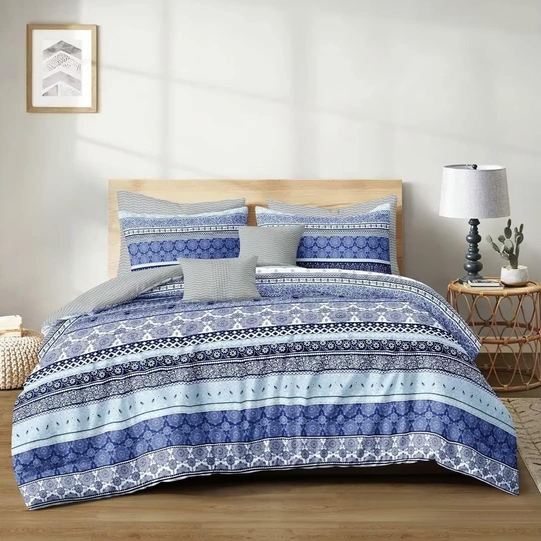 Shatex Bed Set Bed-in-A-Bag 7 Piece All Season Comforter Bedding Set, Ultra Soft Polyester Bohemia Western Pattern - Boho Bedding Comforters