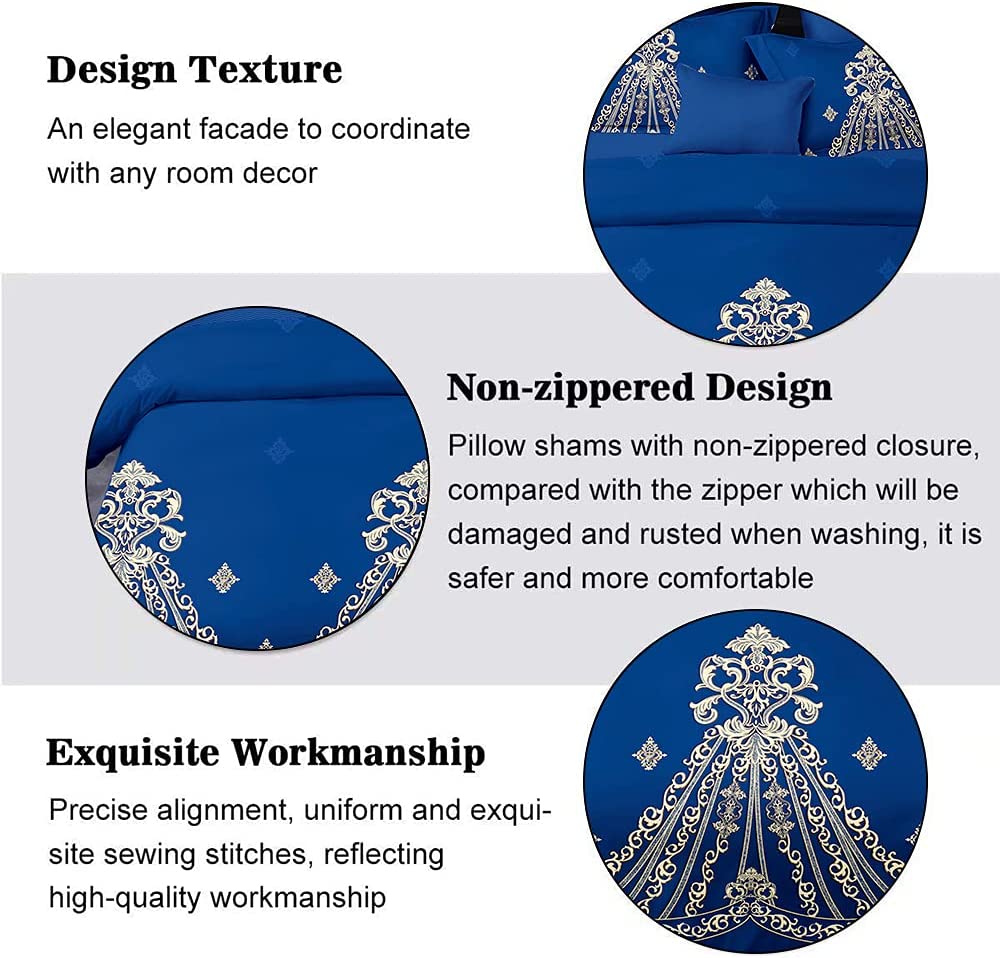 Shatex Blue Comforter King Cal King Size Comforter Set Blue 3 Pieces – Ultra Soft 100% Microfiber Polyester – King Comforter Set Bed with 2 Pillow Shams