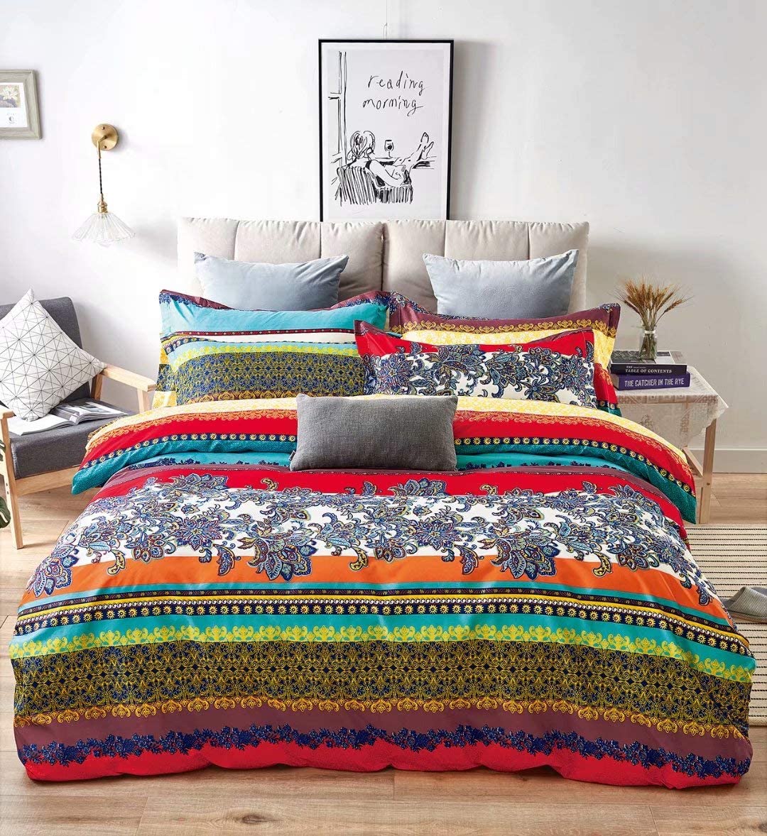 Shatex Comforter Set 3 Piece Comforter Bedding Set- All Season Bedding Comforter Set, Ultra Soft Polyester Elegant Boho Bedding Comforters