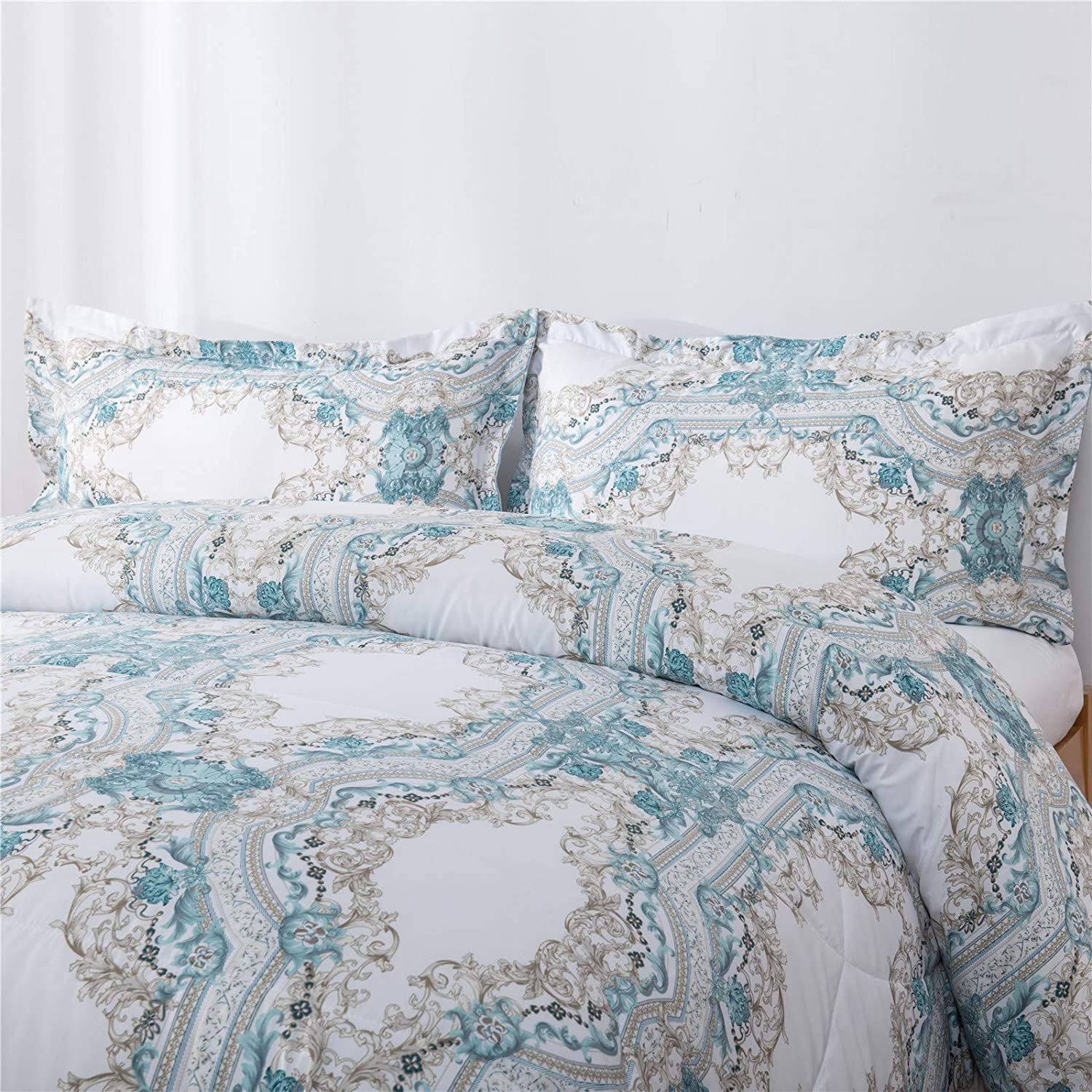 Shatex Bedding Comforter Sets 2 Pieces All Season Bedding Twin Bed Comforter Set –Ultra Soft 100% Microfiber Polyester Blue Textured Comforter with 1 Pillow Sham