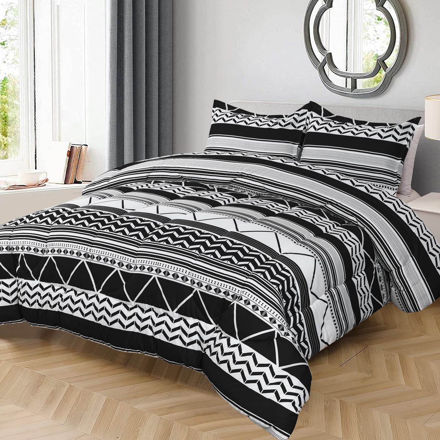 Shatex Striped Comforter Set – Ultra Soft 100% Microfiber Polyester – Elegant Taste Comforter