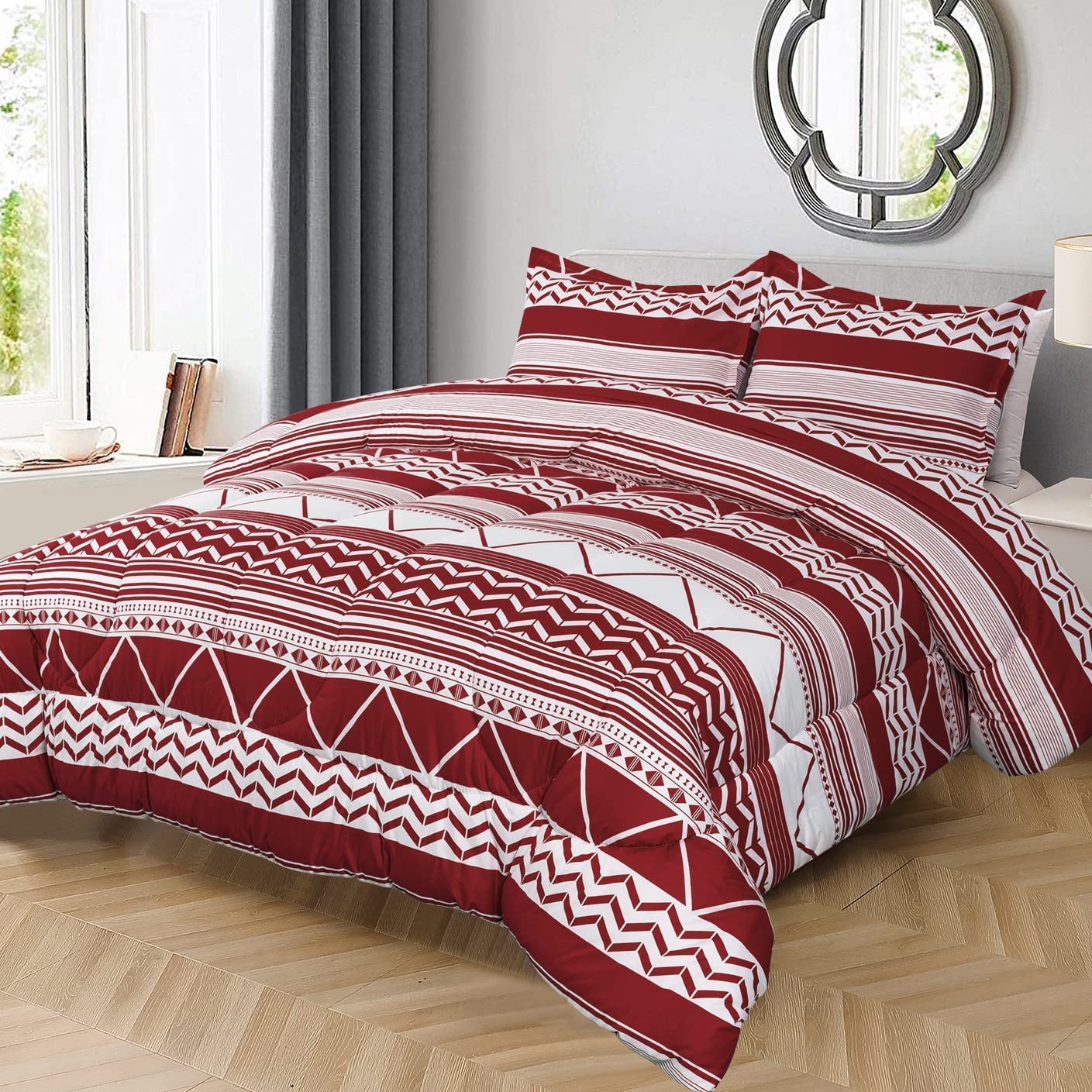 Shatex Striped Comforter Set – Ultra Soft 100% Microfiber Polyester – Elegant Taste Comforter