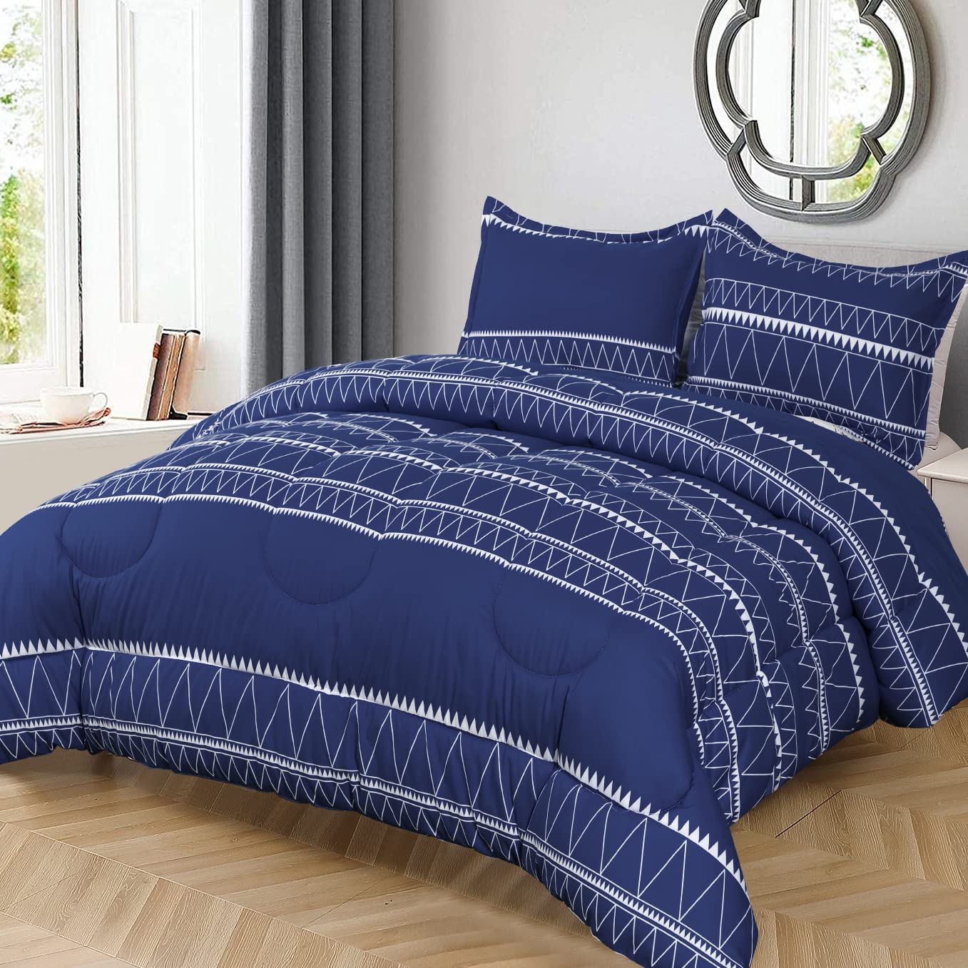 Shatex Comforter Sets Striped Comforter Set– Ultra Soft 100% Microfiber Polyester –Diagonal Comforter