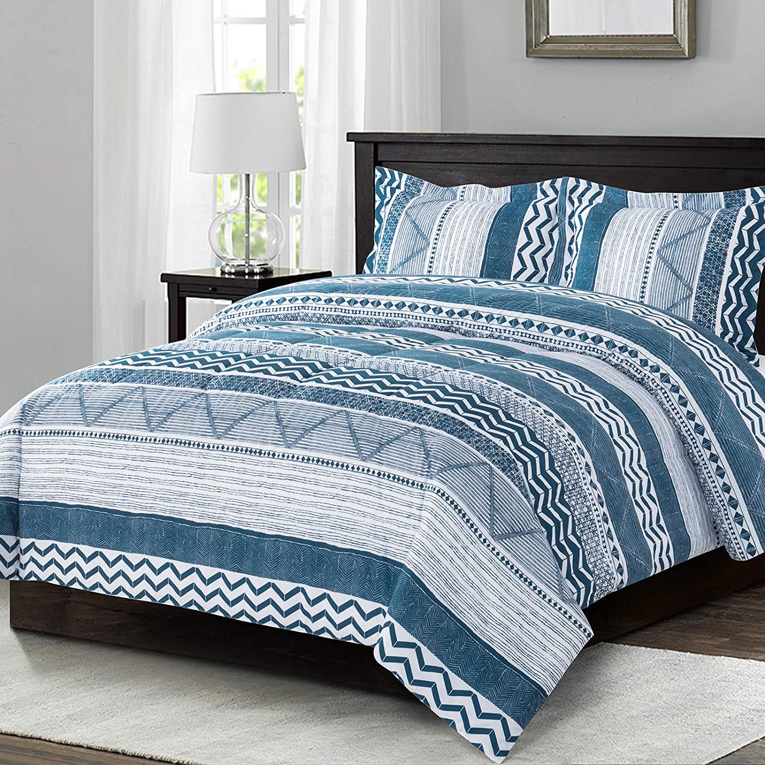 Shatex Striped Comforter Set – Ultra Soft 100% Microfiber Polyester – Elegant Taste Comforter