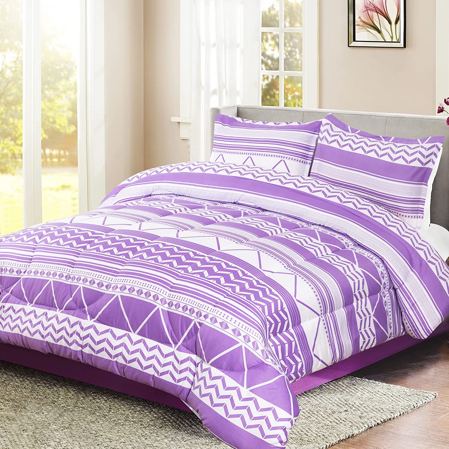 Shatex Striped Comforter Set – Ultra Soft 100% Microfiber Polyester – Elegant Taste Comforter