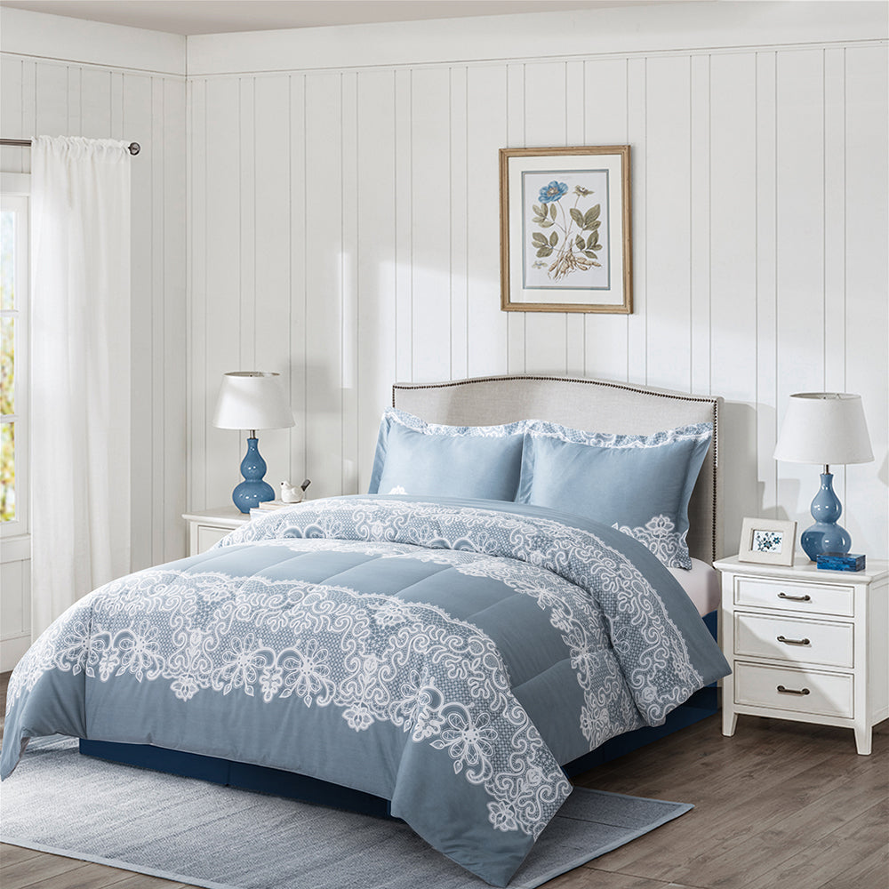 Shatex 3 Piece Heartstrings Comforter Set - Ultra Soft 100% Microfiber Polyester
