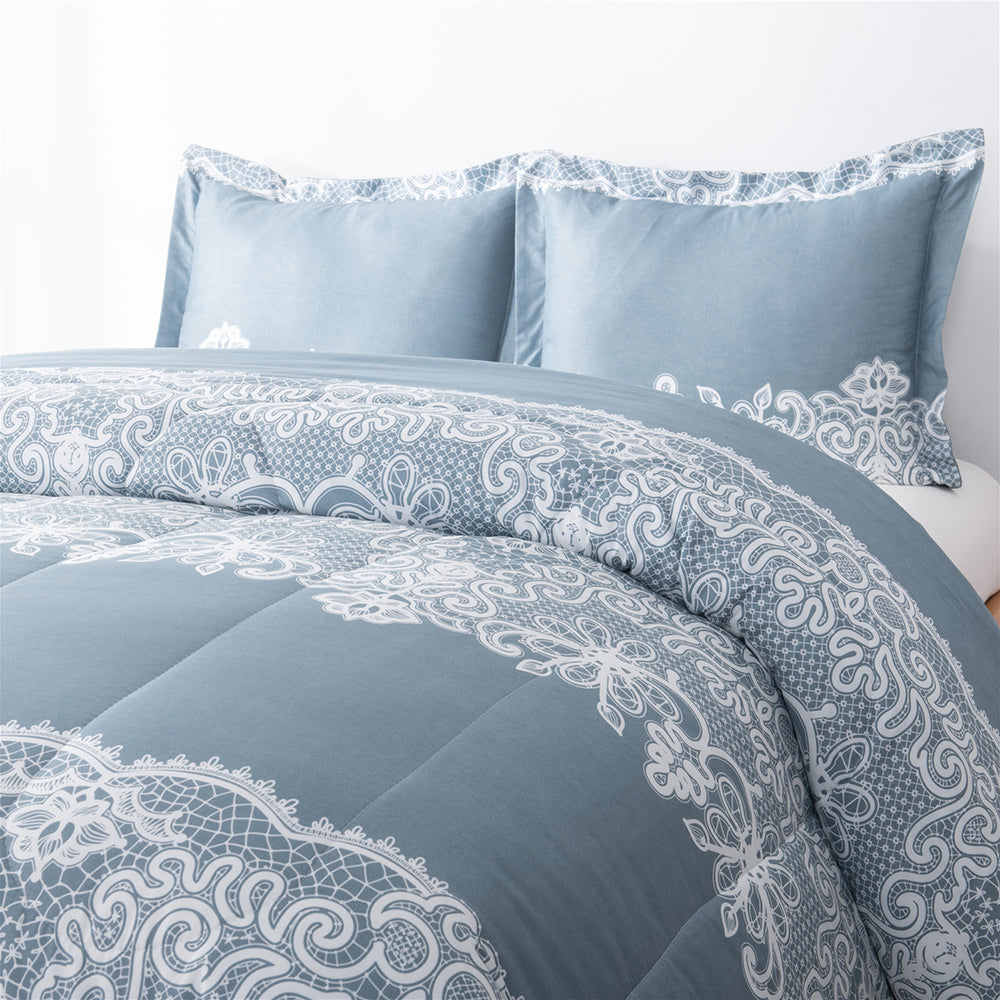 Shatex 3 Piece Heartstrings Comforter Set - Ultra Soft 100% Microfiber Polyester