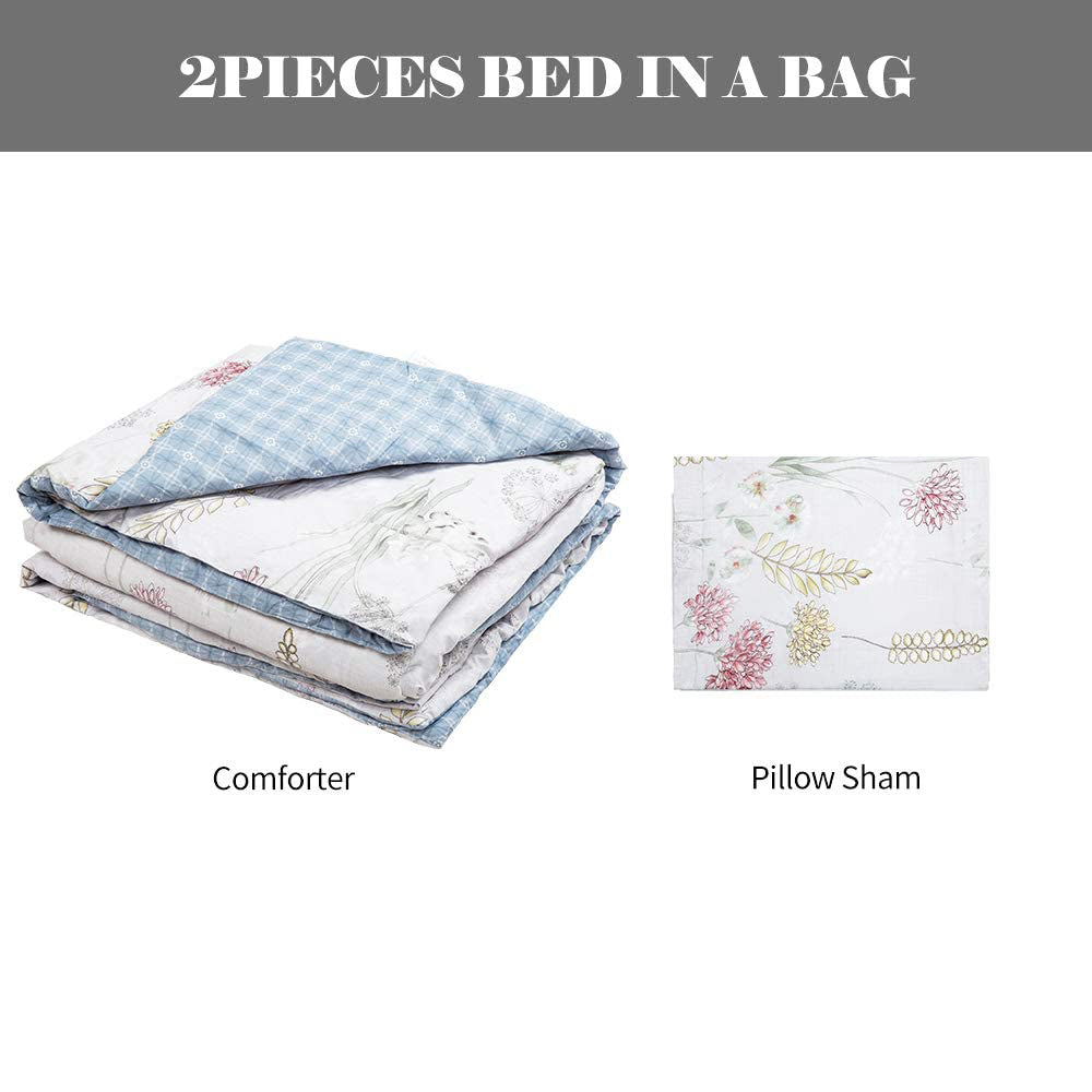 Shatex 3 Piece Bedding Comforter Sets Floral Print Quilt– Ultra Soft 100% Microfiber Polyester – Flower Garden Comforter