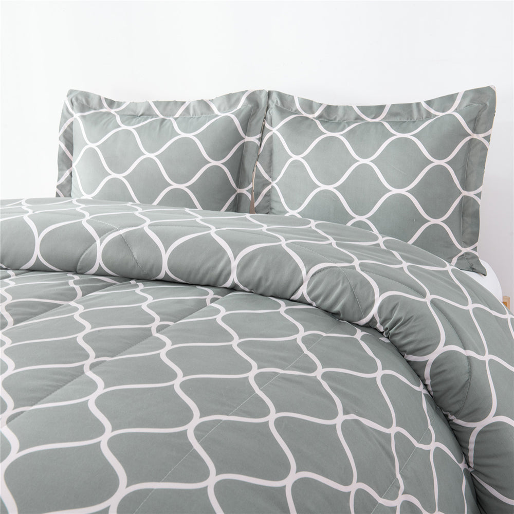 Shatex Geometric Pattern Printed Comforter Sets – Ultra Soft 100% Microfiber Polyester