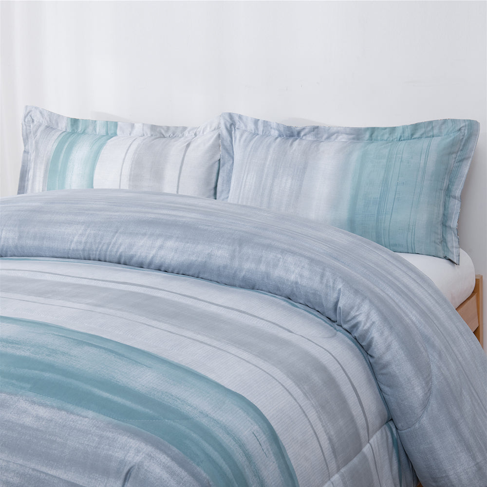 Shatex Blue Stripe Comforter Sets Twin Set– Ultra Soft 100% Microfiber Polyester – Promise Sea Comforter