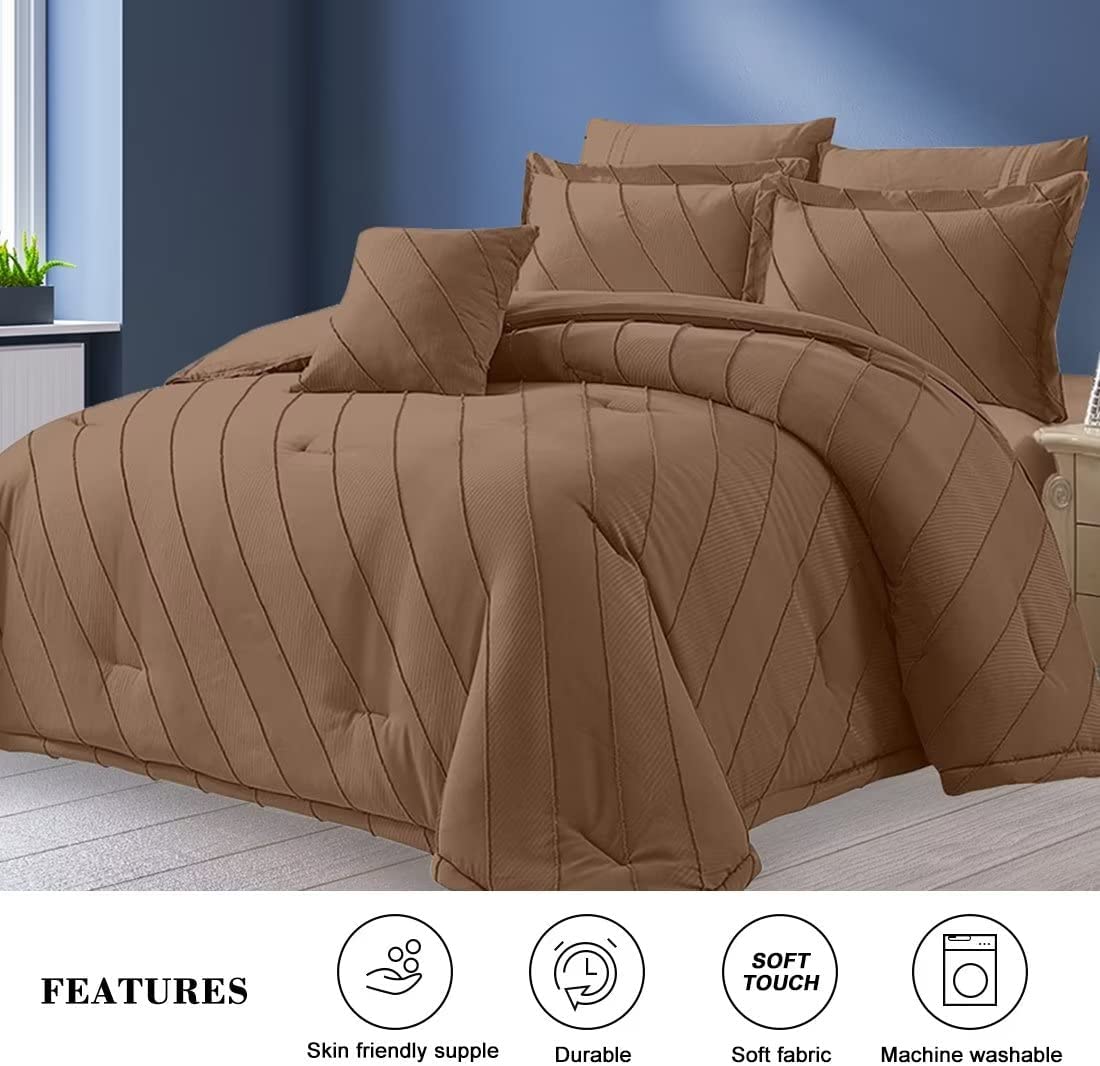 Wellco Comforter Bedding Set- All Season Bedding Comforter Set, Ultra Soft Polyester Waves Bedding Comforters…