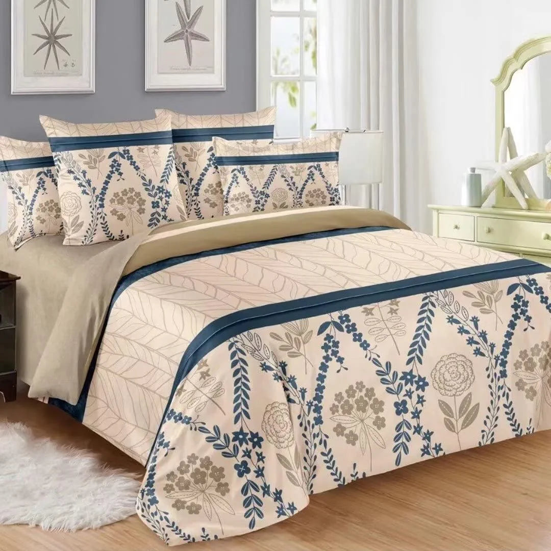 Shatex 2 Piece Twin XL Comforter Bedding Set- All Season Bedding Comforter Set, Ultra Soft Polyester Blue Flowers Bedding Comforters- Light Brown