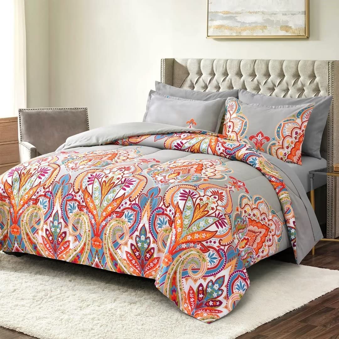 Shatex Bed Set Bed in A Bag 7 Piece All Season Comforter Bedding