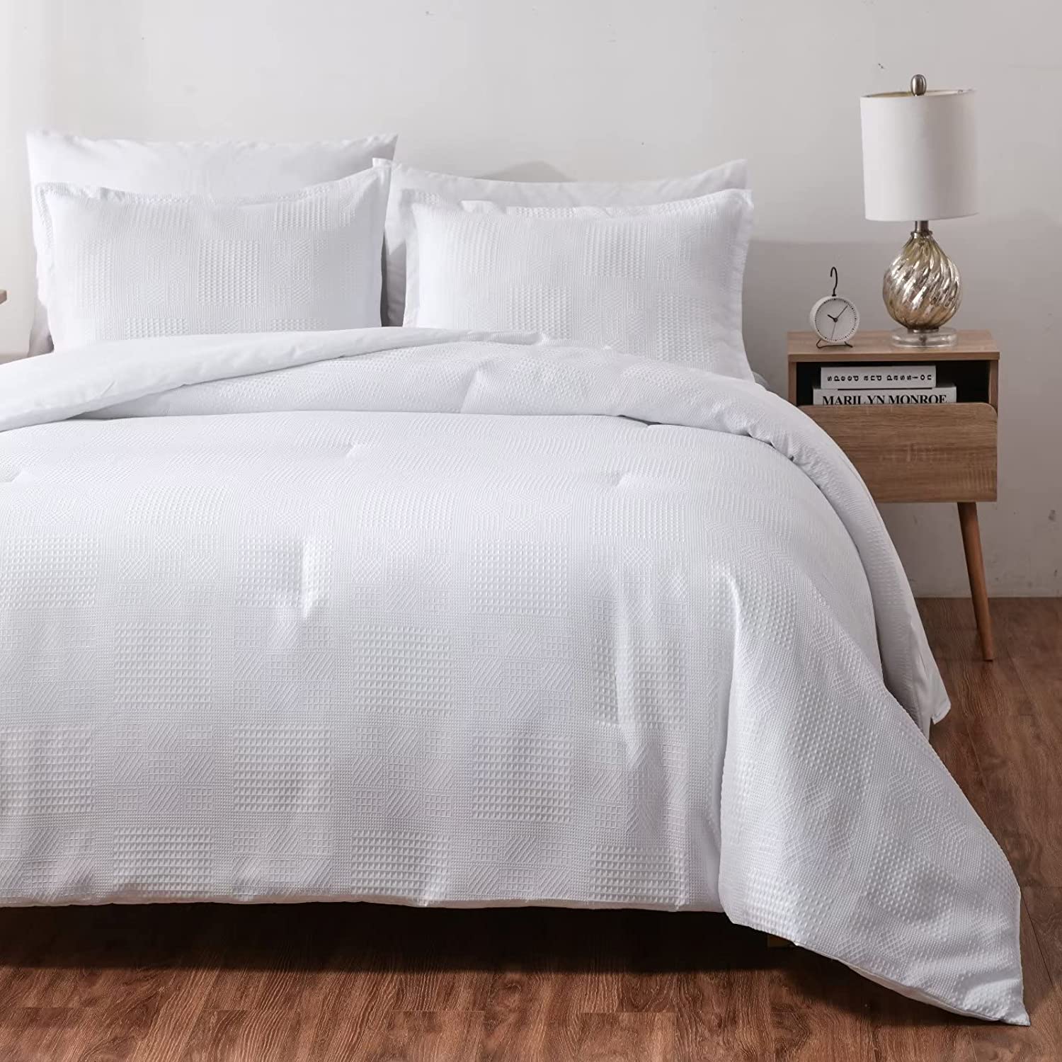 Shatex Comforter Bedding Set- All Season Bedding Comforter Set, Ultra Soft Polyester Bedding Comforters-Waffle…