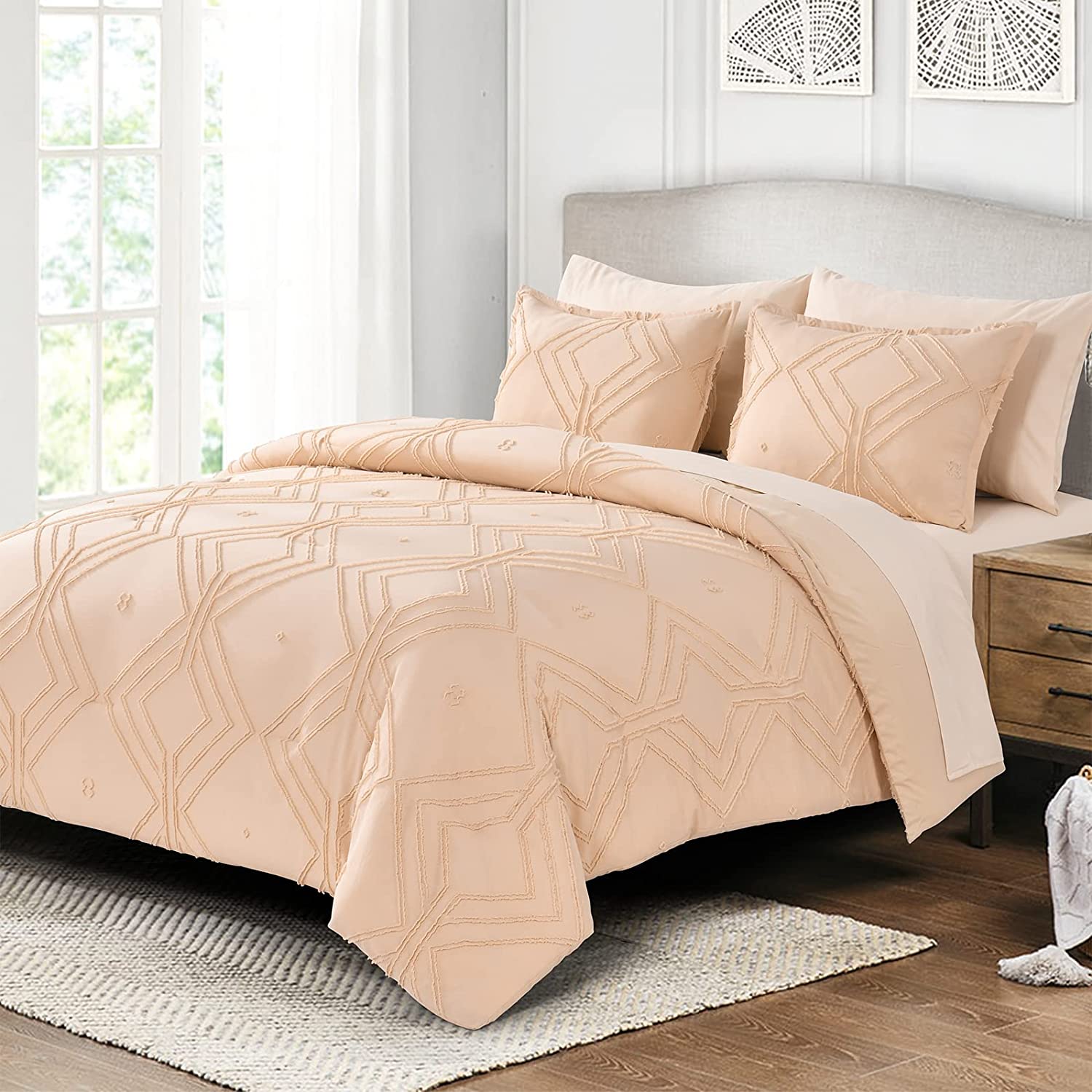Shatex Tufted Comforter Twin XL Bedding Set- 2 Piece All Season Bedding Comforter Set, Ultra Soft Polyester Bedding Comforters- Rhombus Pattern
