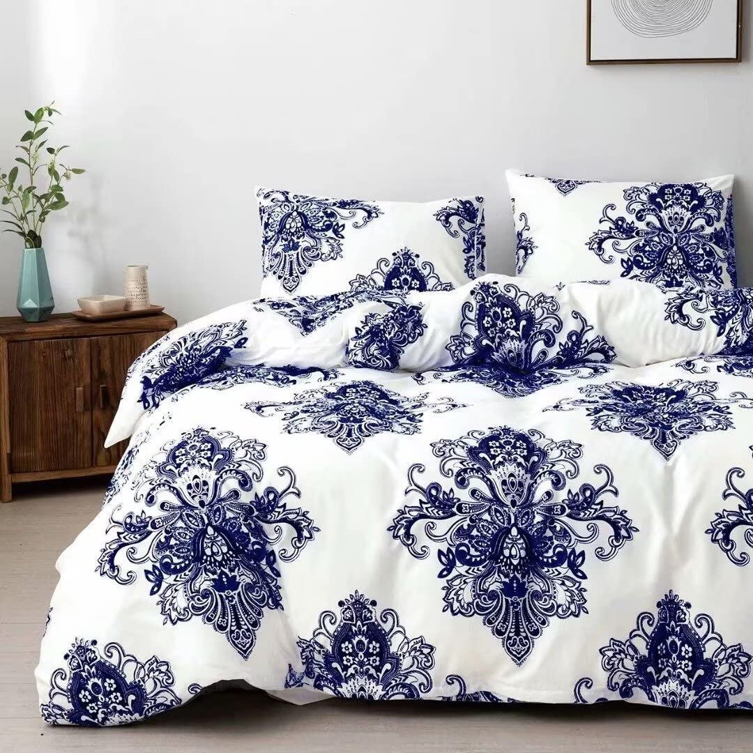 Shatex Bed in A Bag Comforter Bedding Set- 7 Piece All Season Bedding Comforter Set, Ultra Soft Polyester Elegant Floral Bedding Comforters