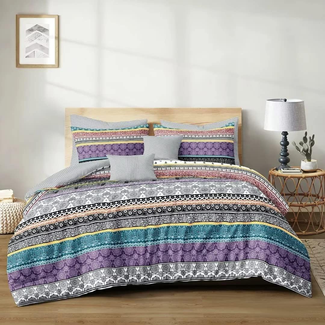 Shatex Bed Set Bed in A Bag 7 Piece All Season Comforter Bedding