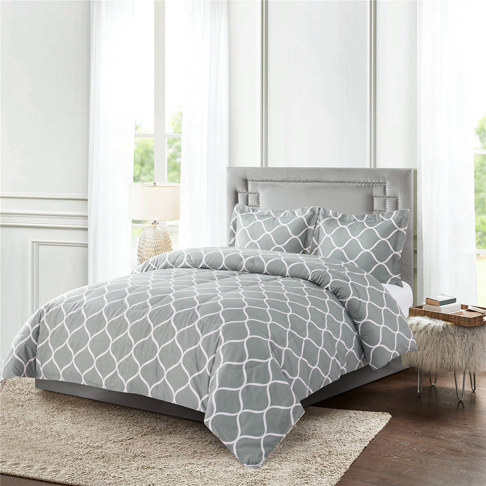 Shatex Geometric Pattern Printed Comforter Sets – Ultra Soft 100% Microfiber Polyester